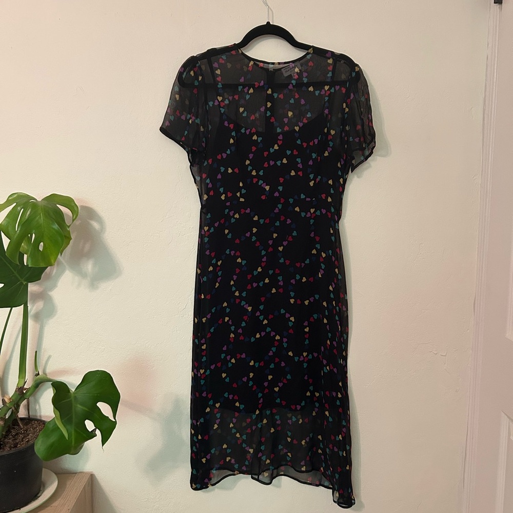 HVN Black Silk String of Hearts Dress